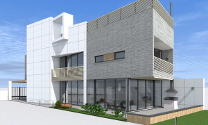 Проект узкого и длинного дома с бассейном на крыше