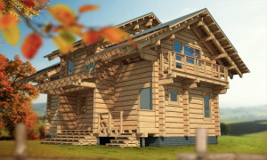 Проект современного дома из лафета на одну семью