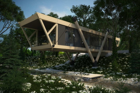 Проект деревянного дома на склоне «Дом у ручья»