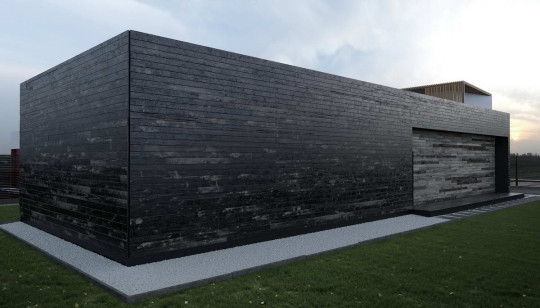 Проект деревянного минималистского дома с плоской крышей