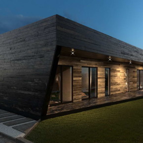 Проект деревянного минималистского дома с плоской крышей